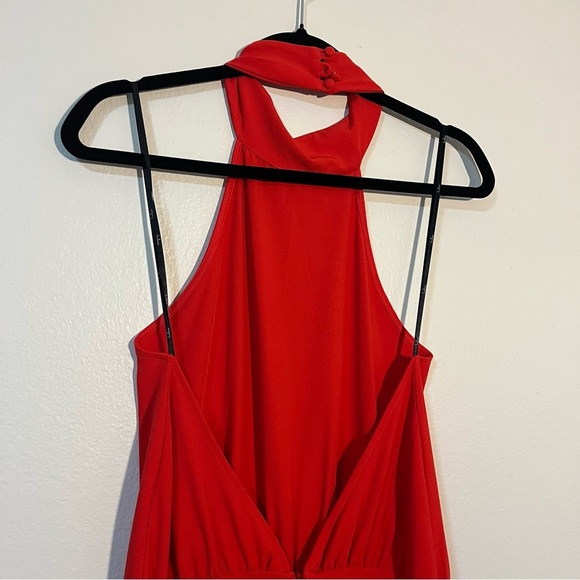 Lulu's Vibrant Red Halter Jumpsuit Size Large Formal Homecoming Holiday Party - Picture 6 of 10